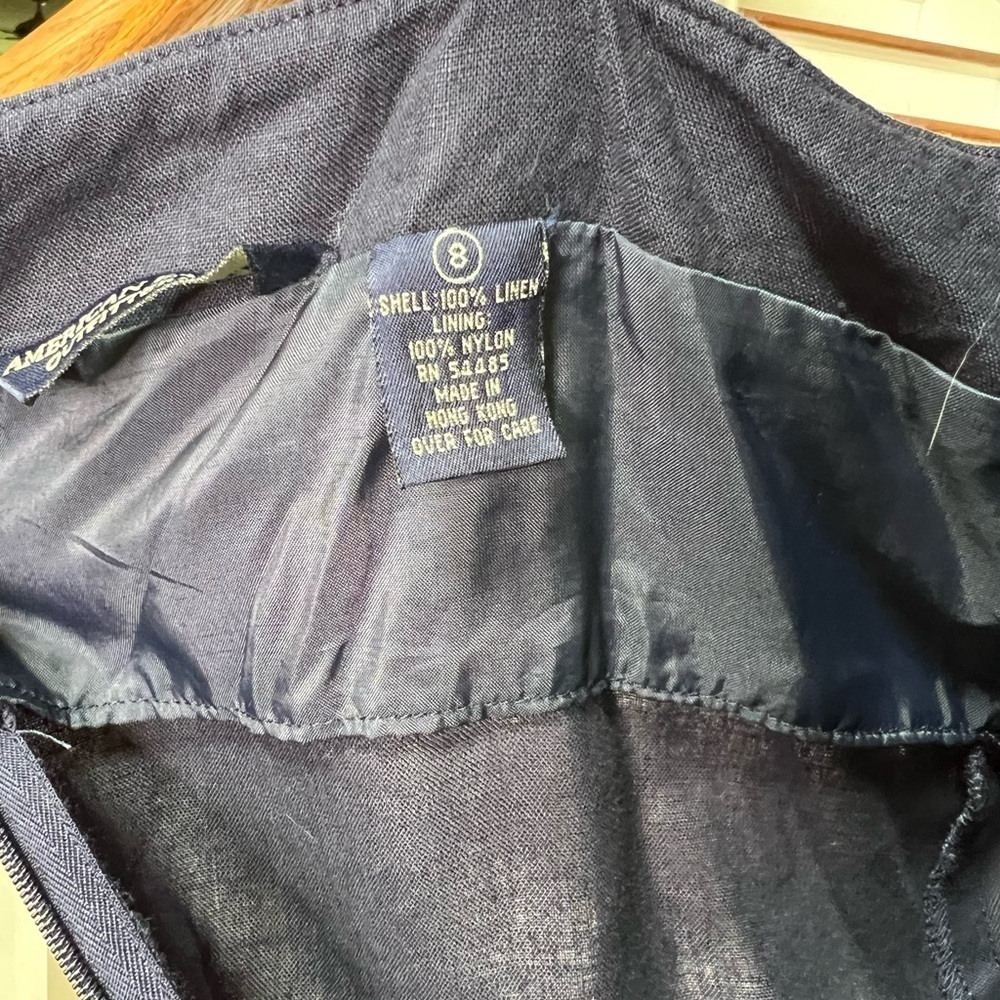 Vintage Y2K American Eagle Navy Linen Maxi Slip Dress Size 8 - Picture 10 of 10